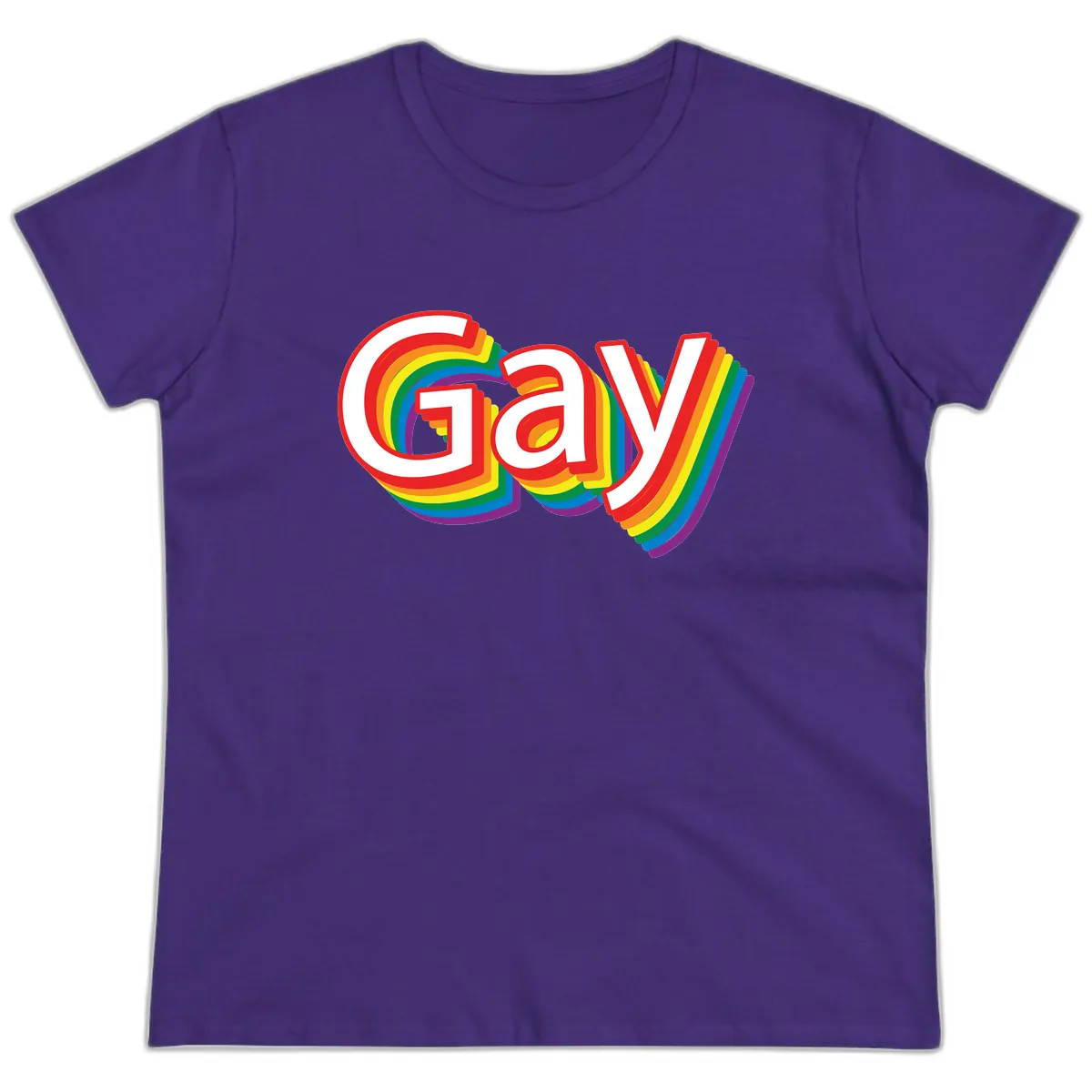 Gay Pride Rainbow Letters Ladies Tee in Purple