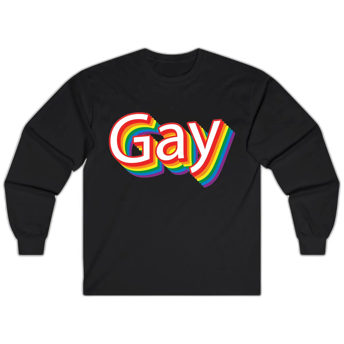 Gay Pride Rainbow Letters Long Sleeve in Black