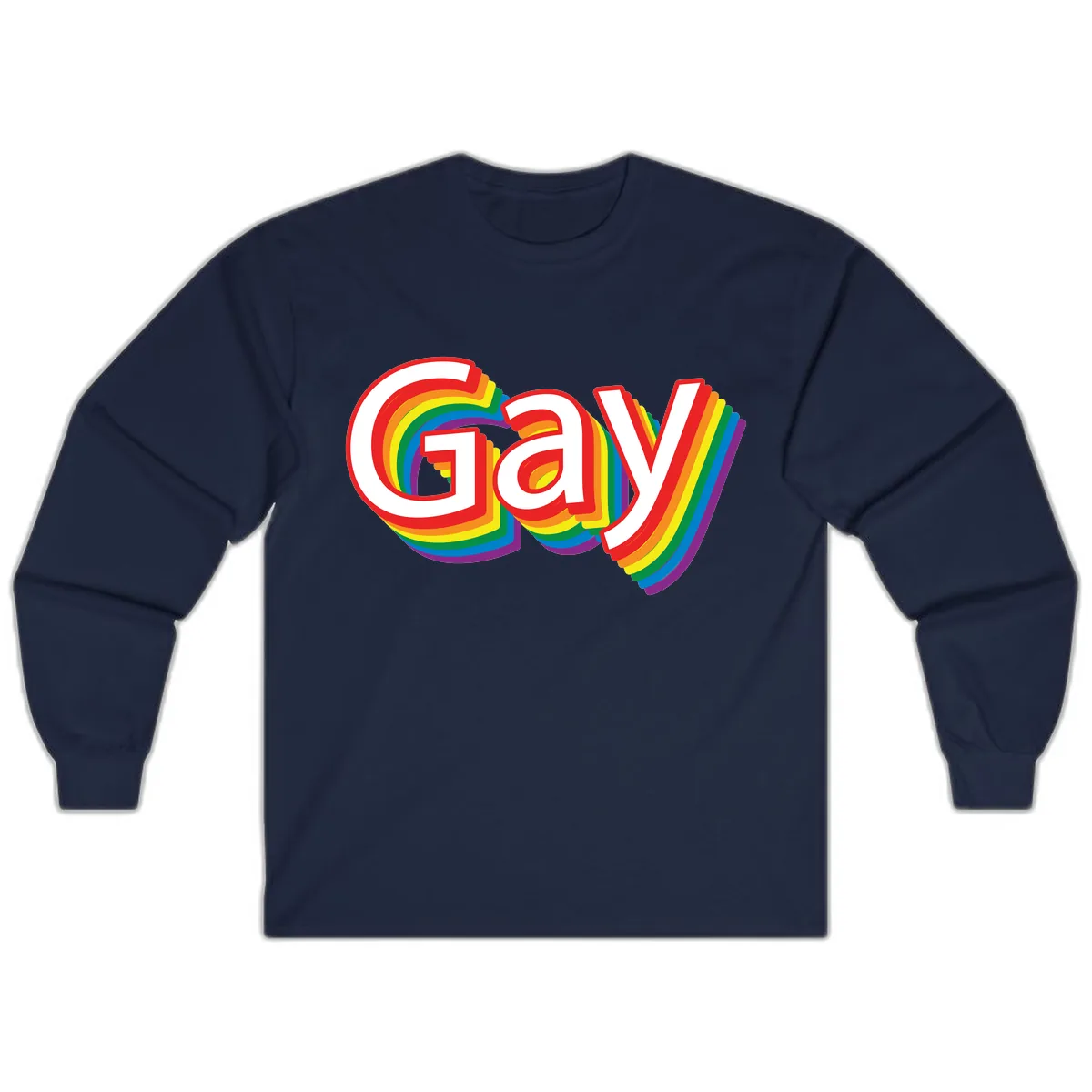Gay Pride Rainbow Letters Long Sleeve in Navy