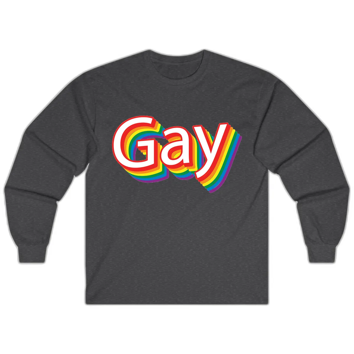 Gay Pride Rainbow Letters Long Sleeve in Dark Heather