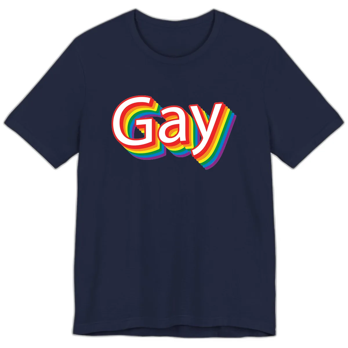 Gay Pride Rainbow Letters Premium T-Shirt in Navy