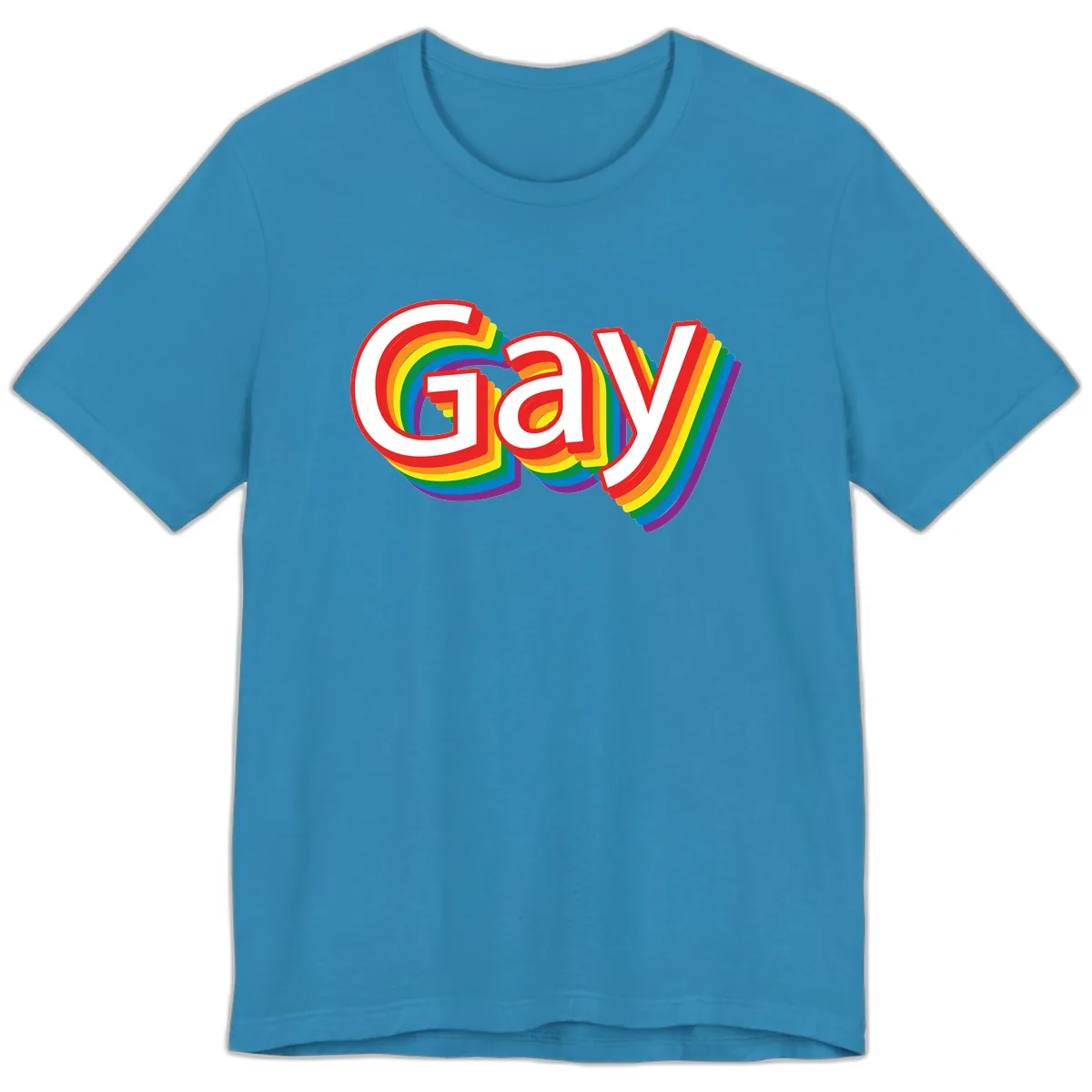 Gay Pride Rainbow Letters Premium T-Shirt in Aqua