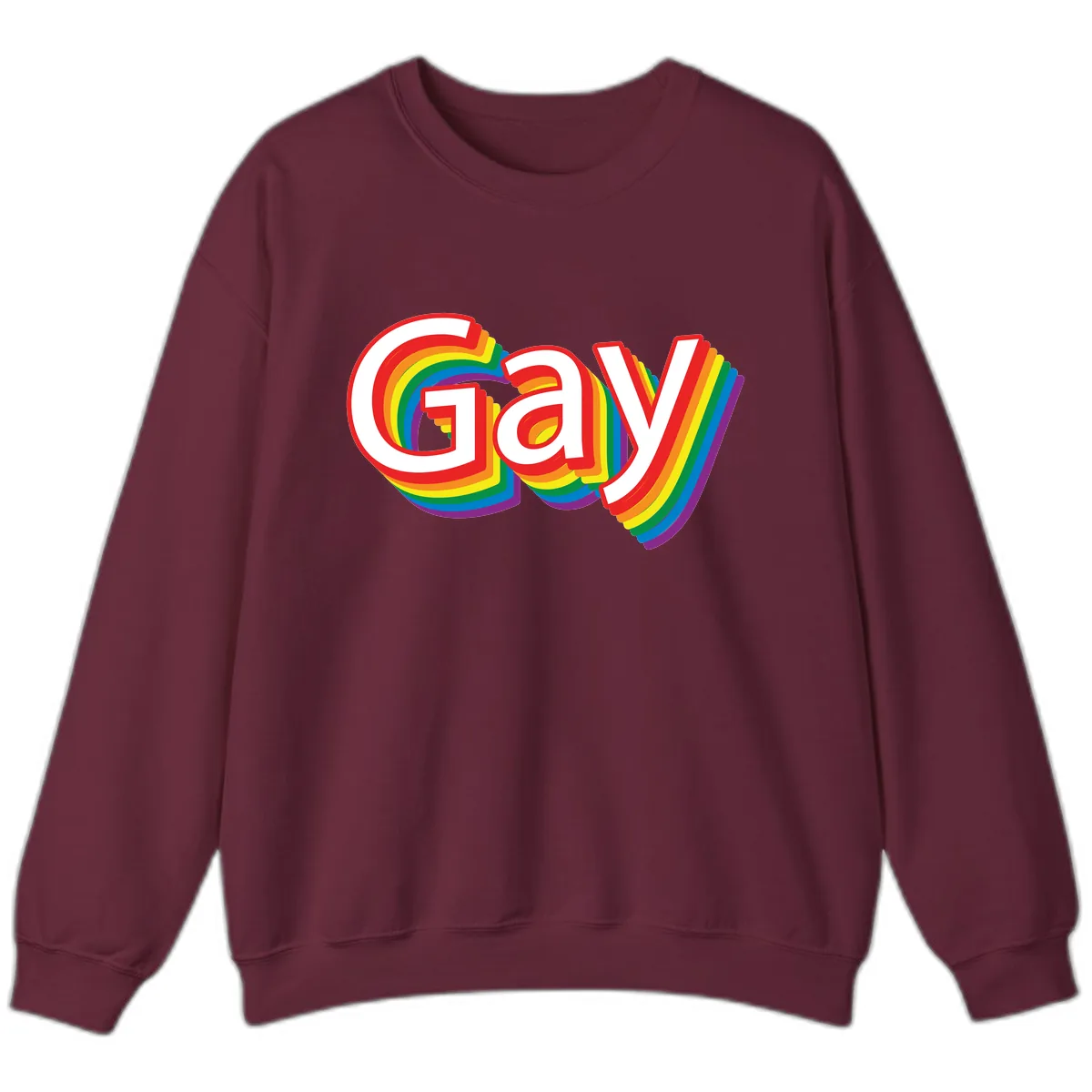 Gay Pride Rainbow Letters Sweatshirt in Maroon
