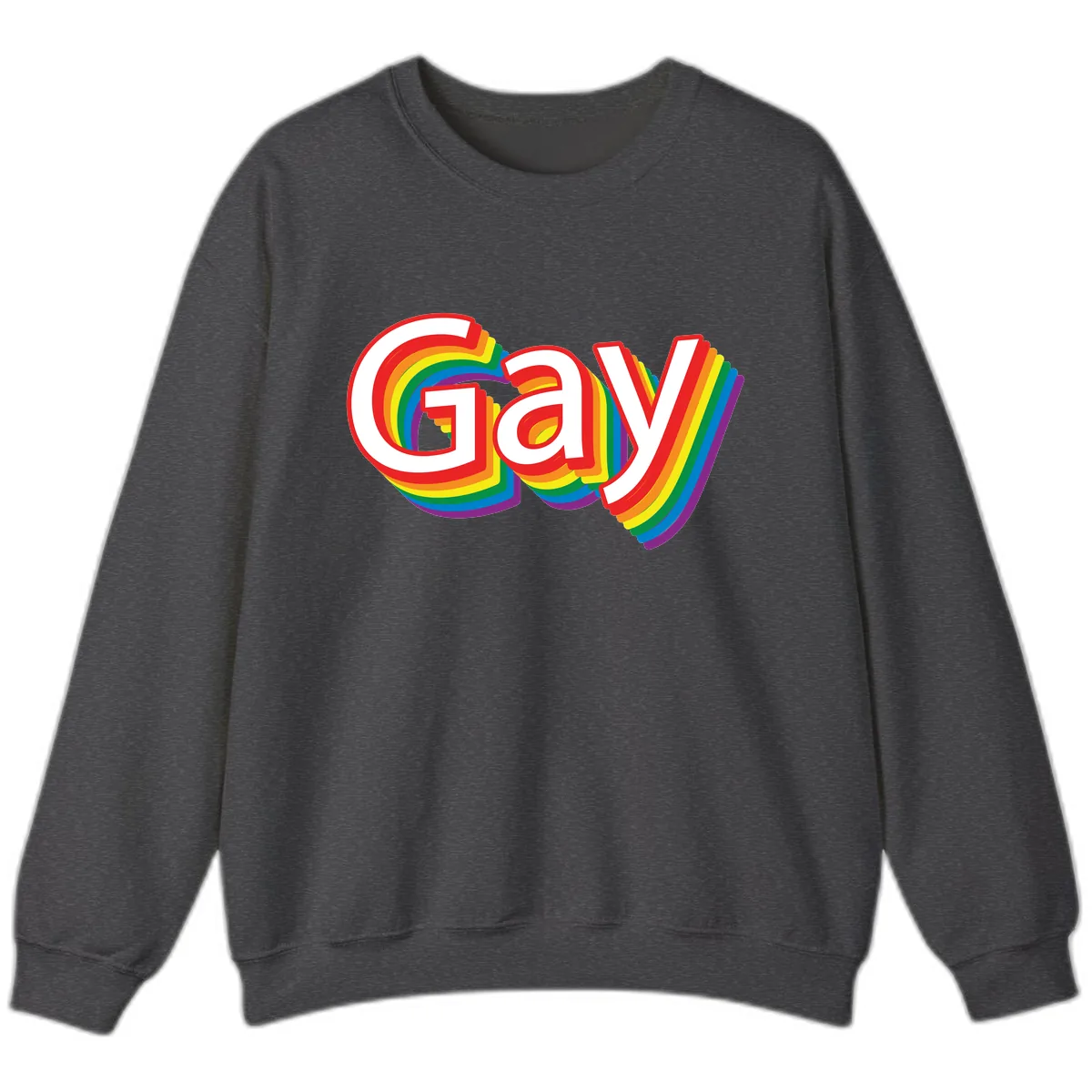 Gay Pride Rainbow Letters Sweatshirt in Dark Heather