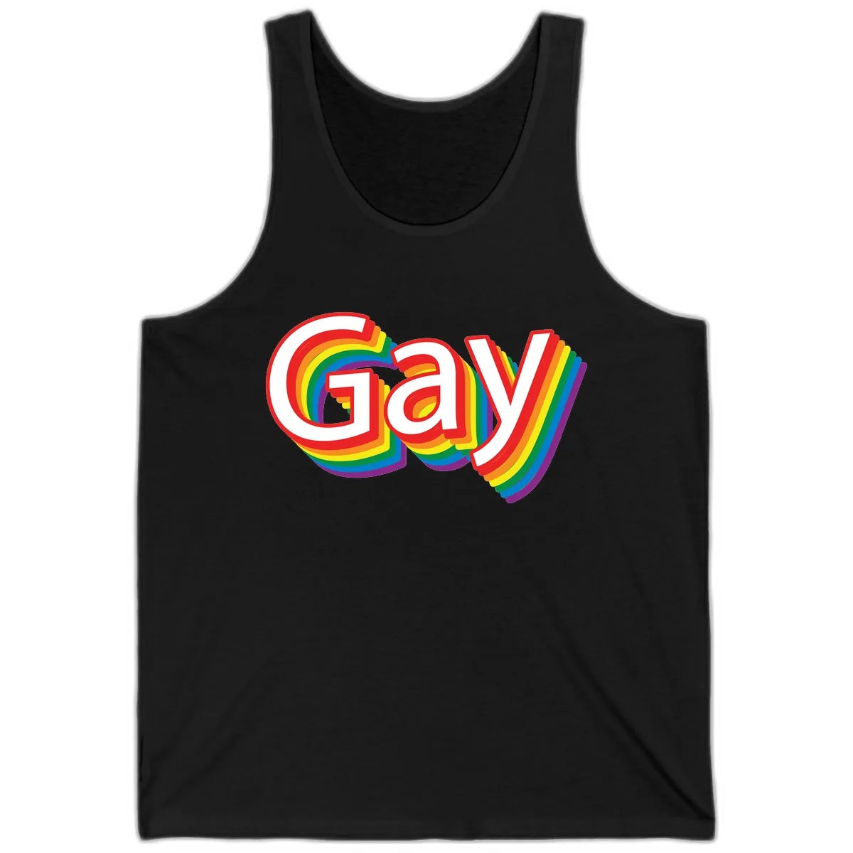 Gay Pride Rainbow Letters Tank in Black