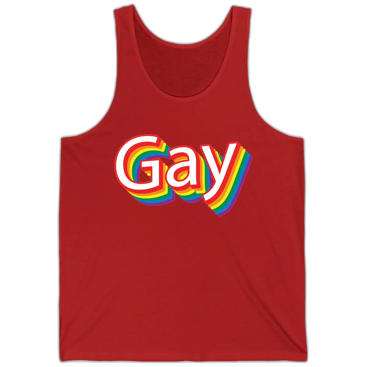 Gay Pride Rainbow Letters Tank in Red