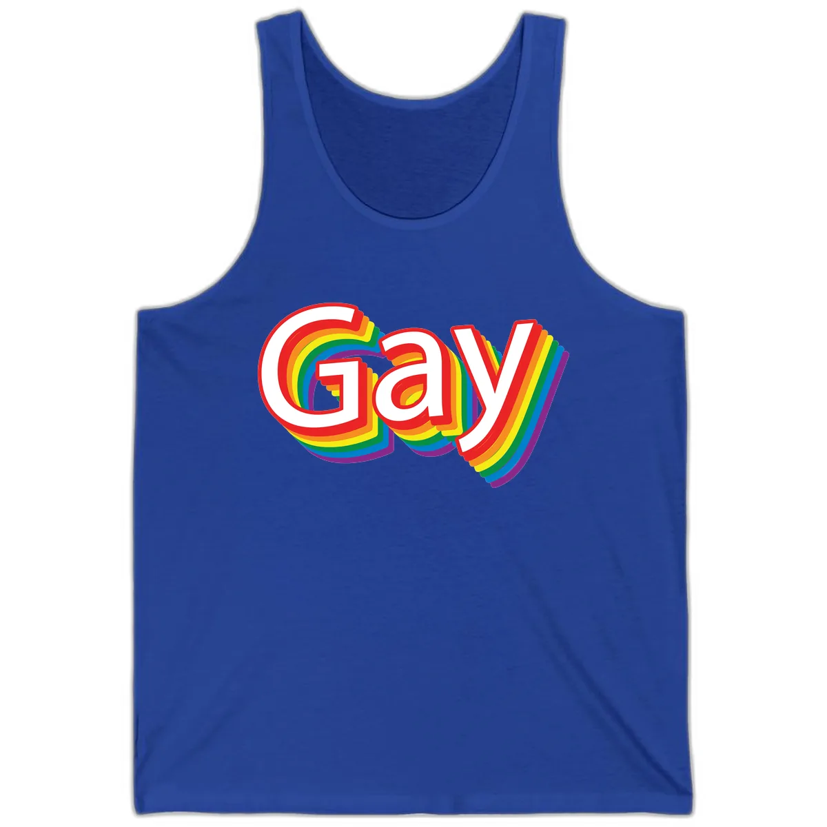 Gay Pride Rainbow Letters Tank in True Royal