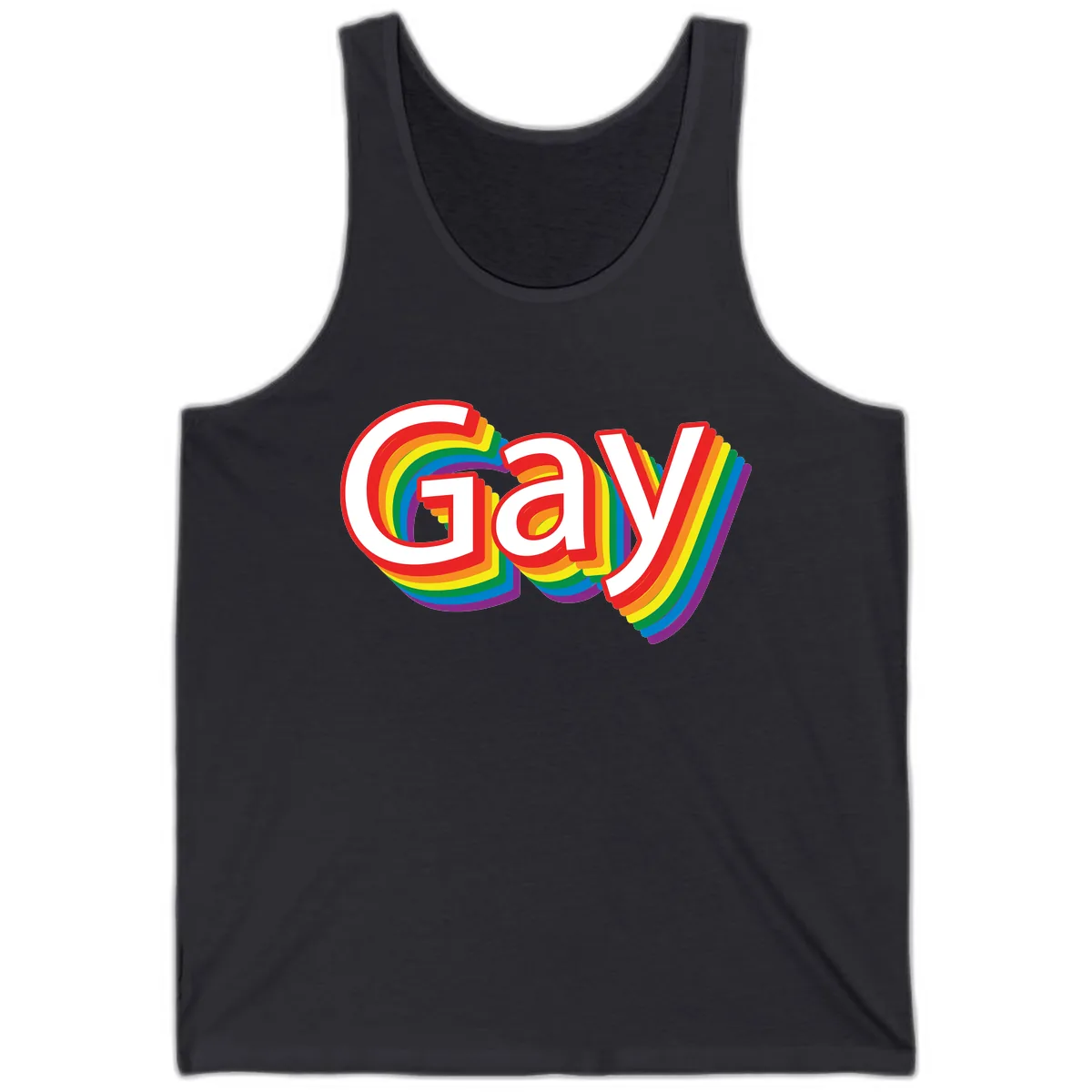 Gay Pride Rainbow Letters Tank in Dark Grey