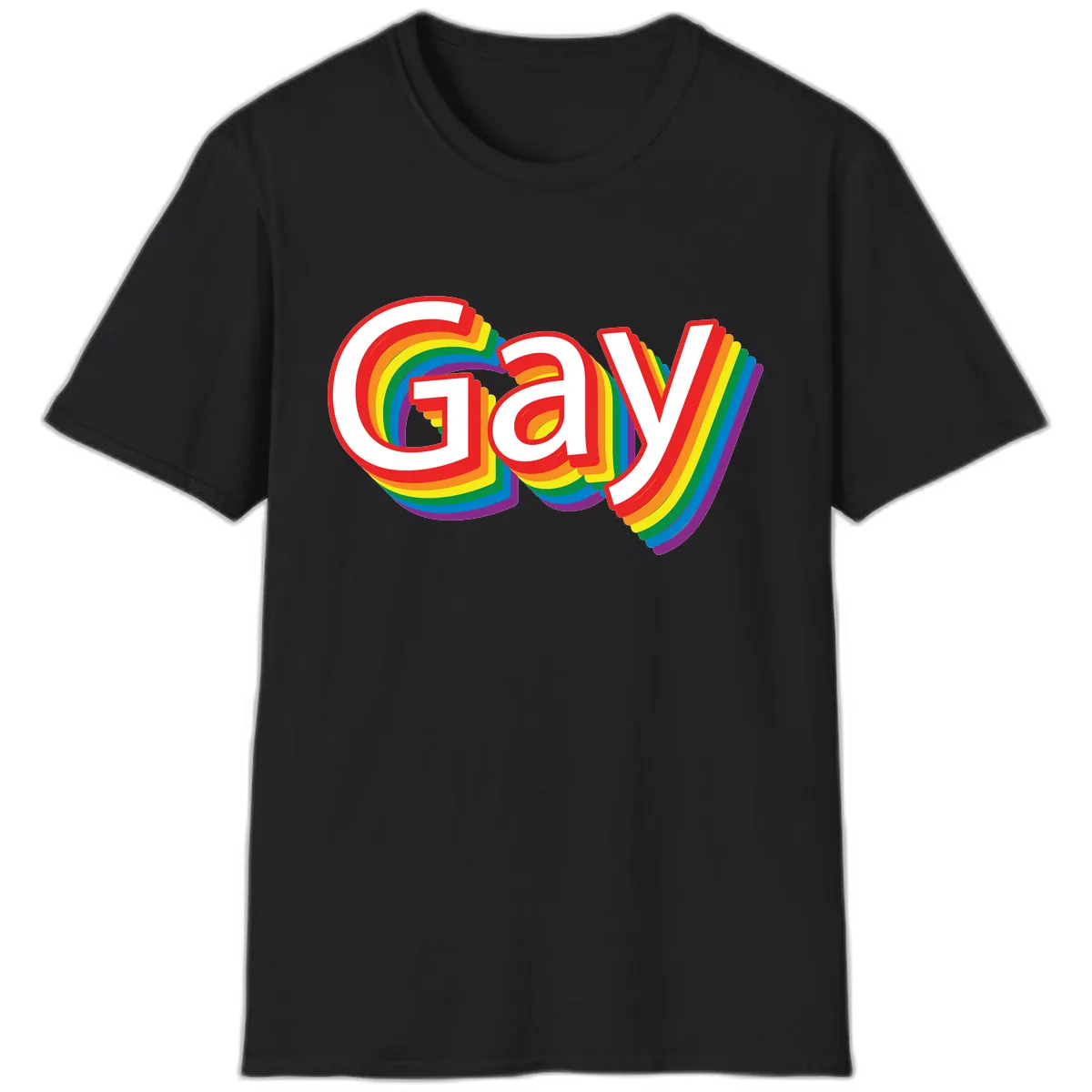 Gay Pride Rainbow Letters T-Shirt in Black