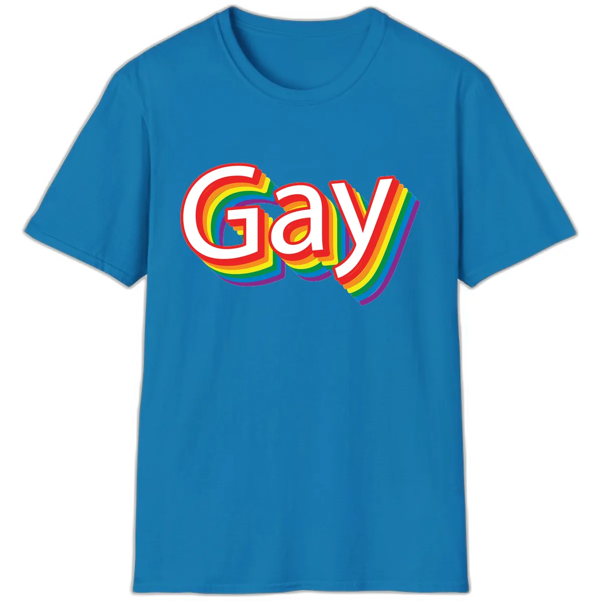 Gay Pride Rainbow Letters T-Shirt in Sapphire