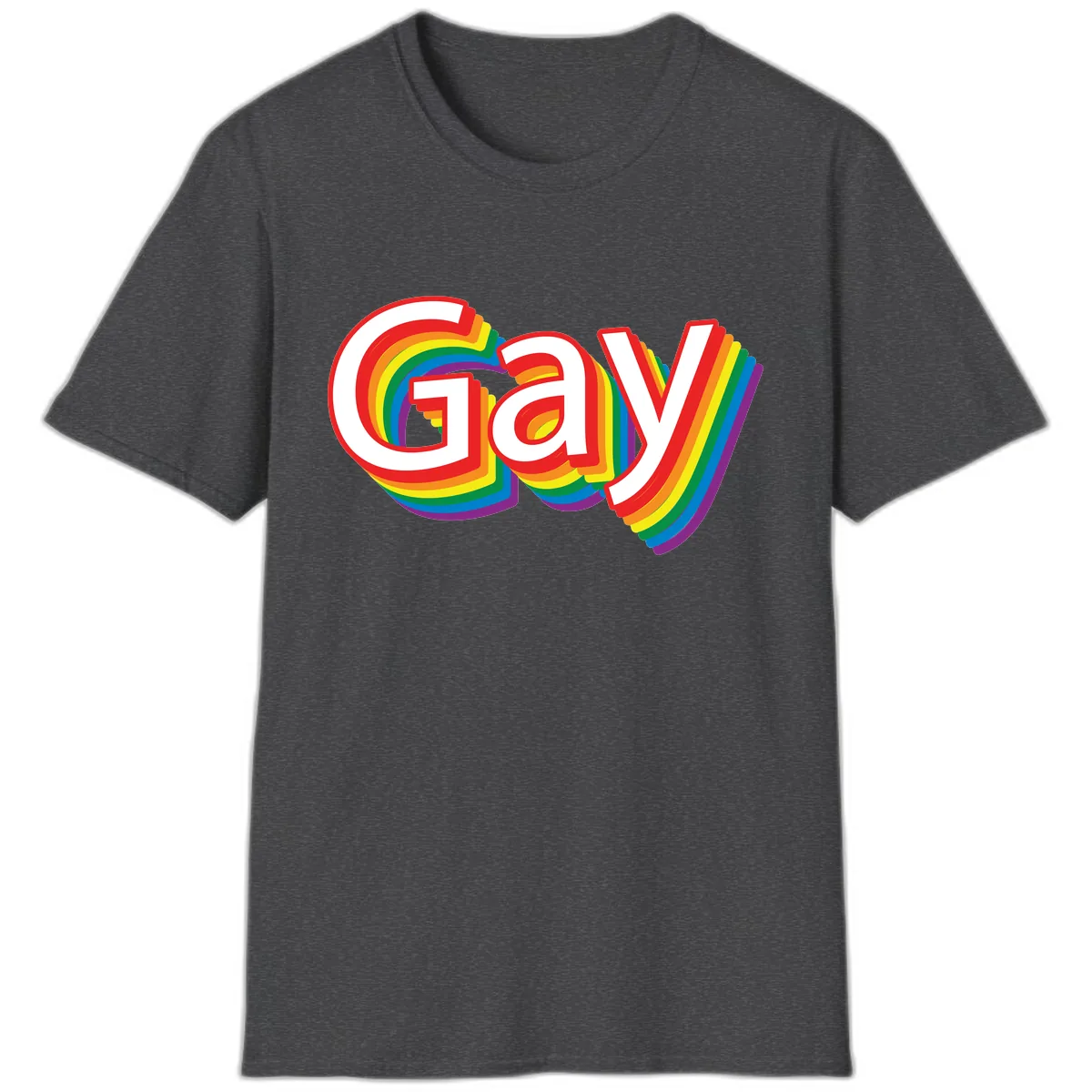 Gay Pride Rainbow Letters T-Shirt in Dark Heather