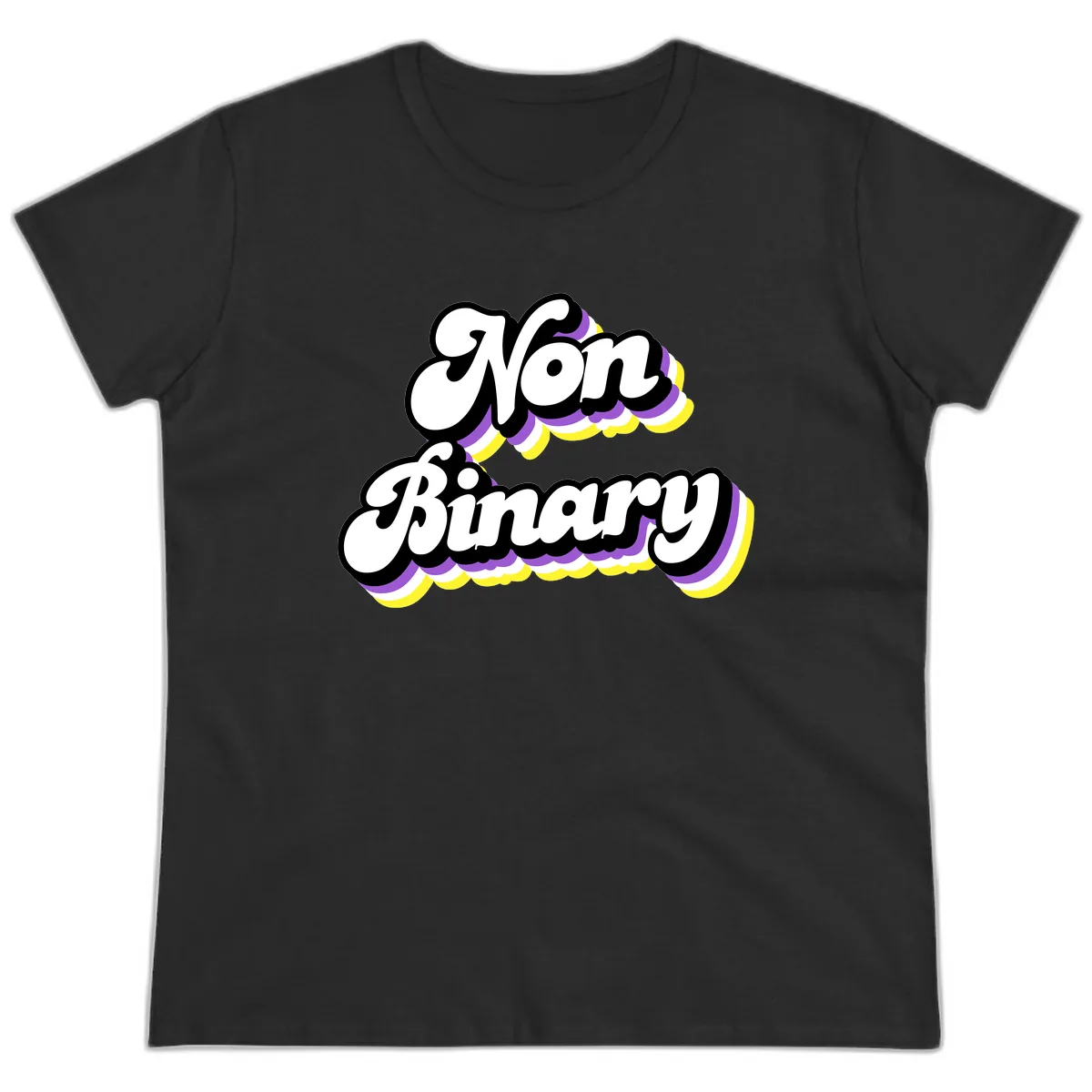 Non Binary Pride Cloud Ladies Tee in Black