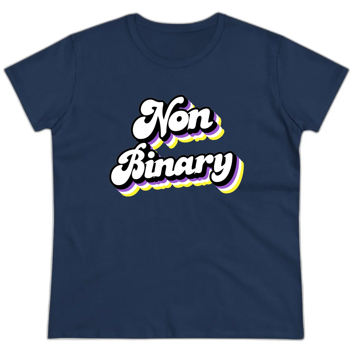 Non Binary Pride Cloud Ladies Tee in Navy