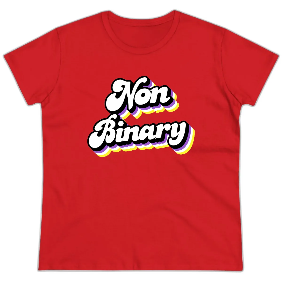 Non Binary Pride Cloud Ladies Tee in Red