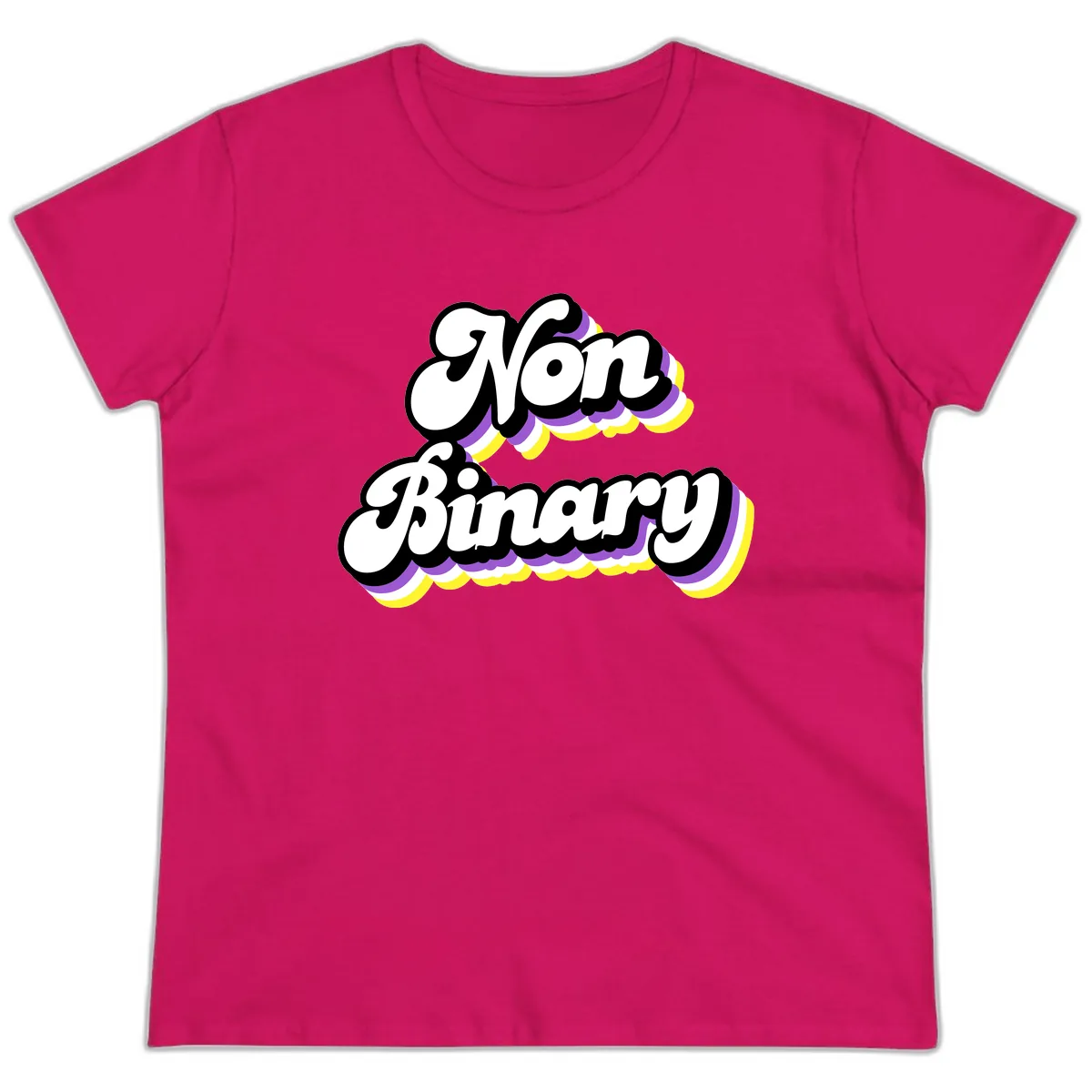 Non Binary Pride Cloud Ladies Tee in Heliconia