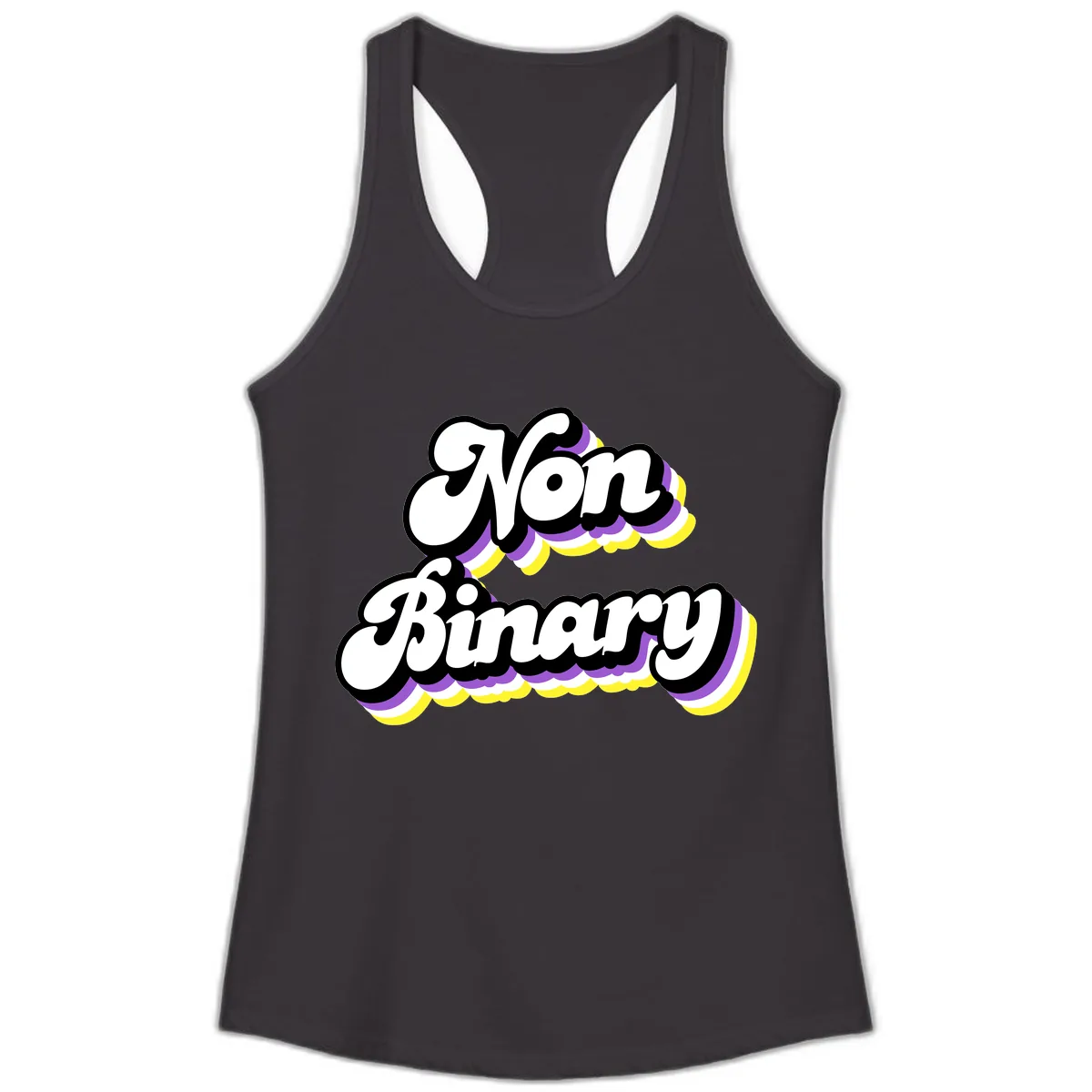 Non Binary Pride Cloud Ladies Tank in Black