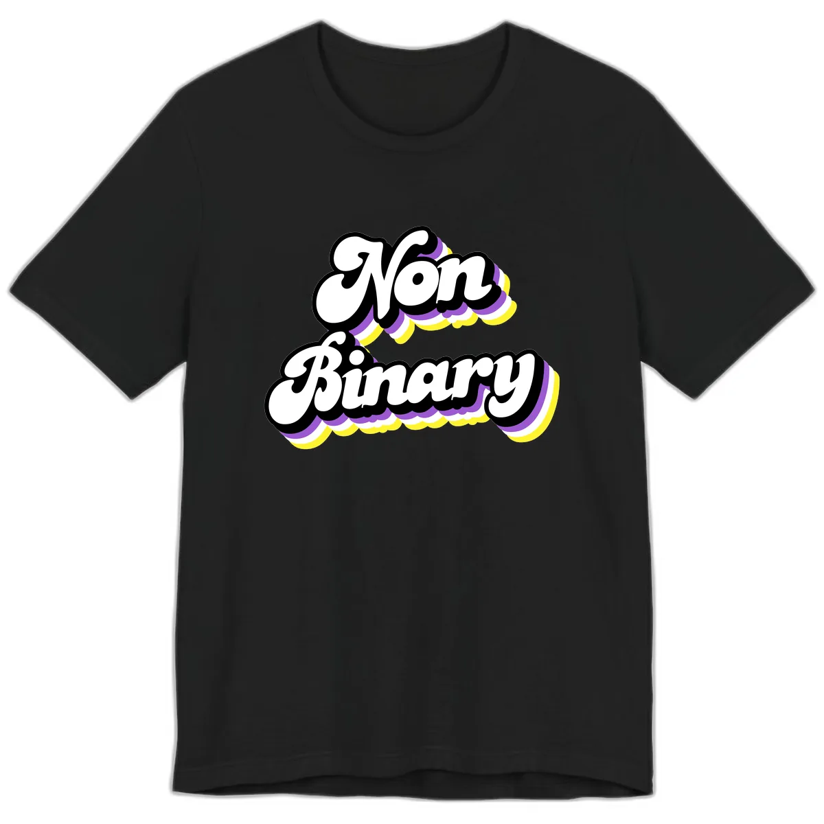 Non Binary Pride Cloud Premium T-Shirt in Black