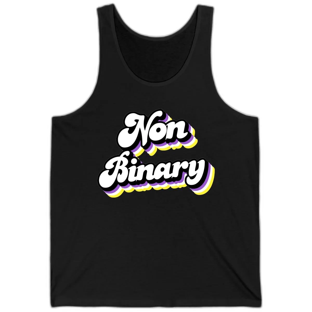 Non Binary Pride Cloud Tank in Black
