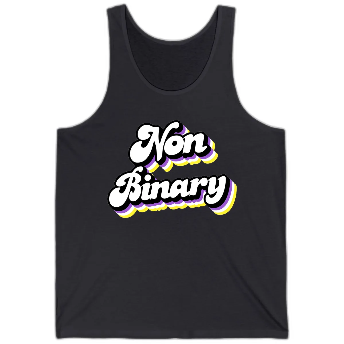 Non Binary Pride Cloud Tank in Dark Grey