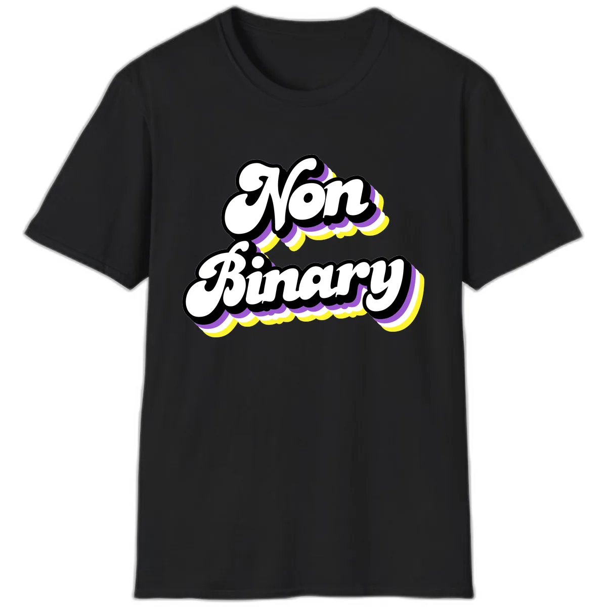 Non Binary Pride Cloud T-Shirt in Black