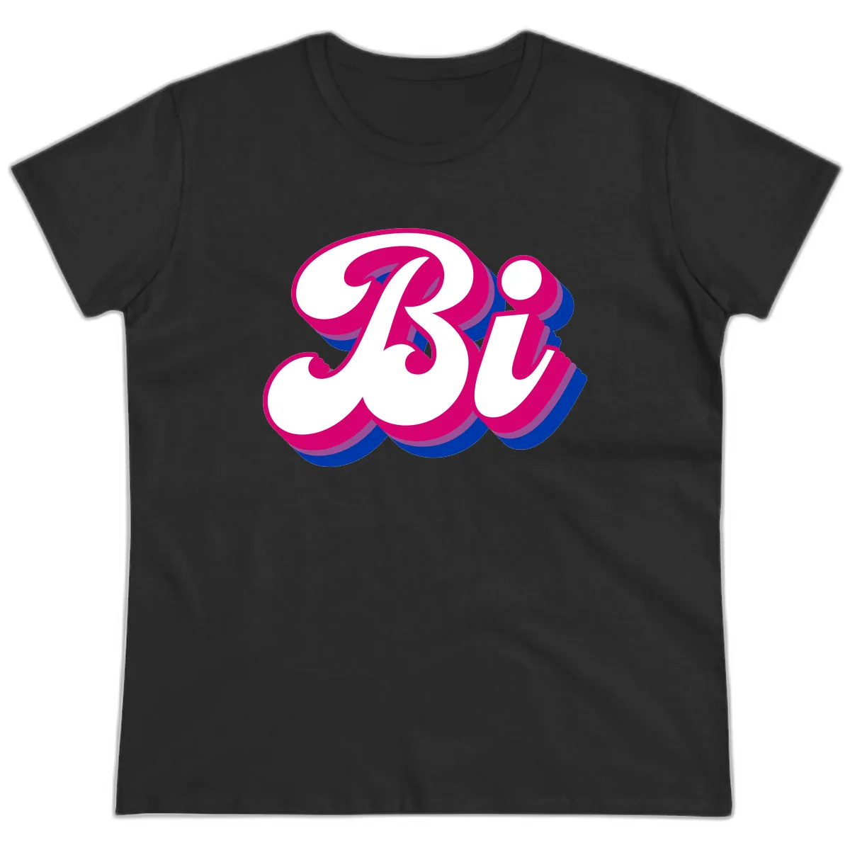 Bold Pride Celebration Letter Art Ladies Tee in Black