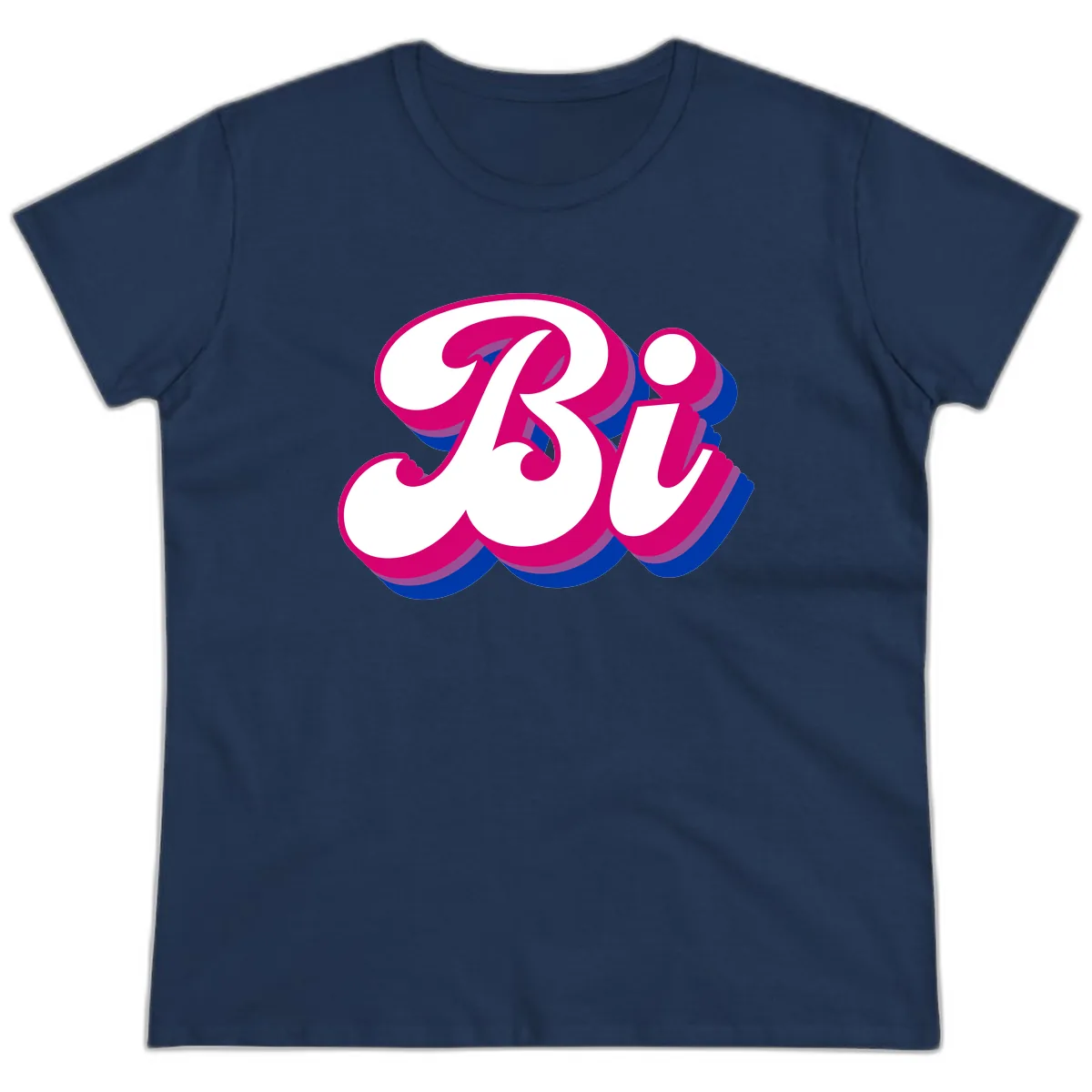 Bold Pride Celebration Letter Art Ladies Tee in Navy