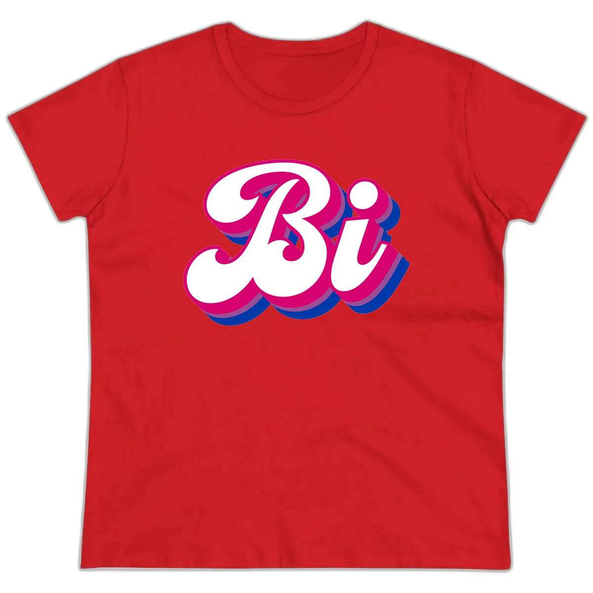 Bold Pride Celebration Letter Art Ladies Tee in Red