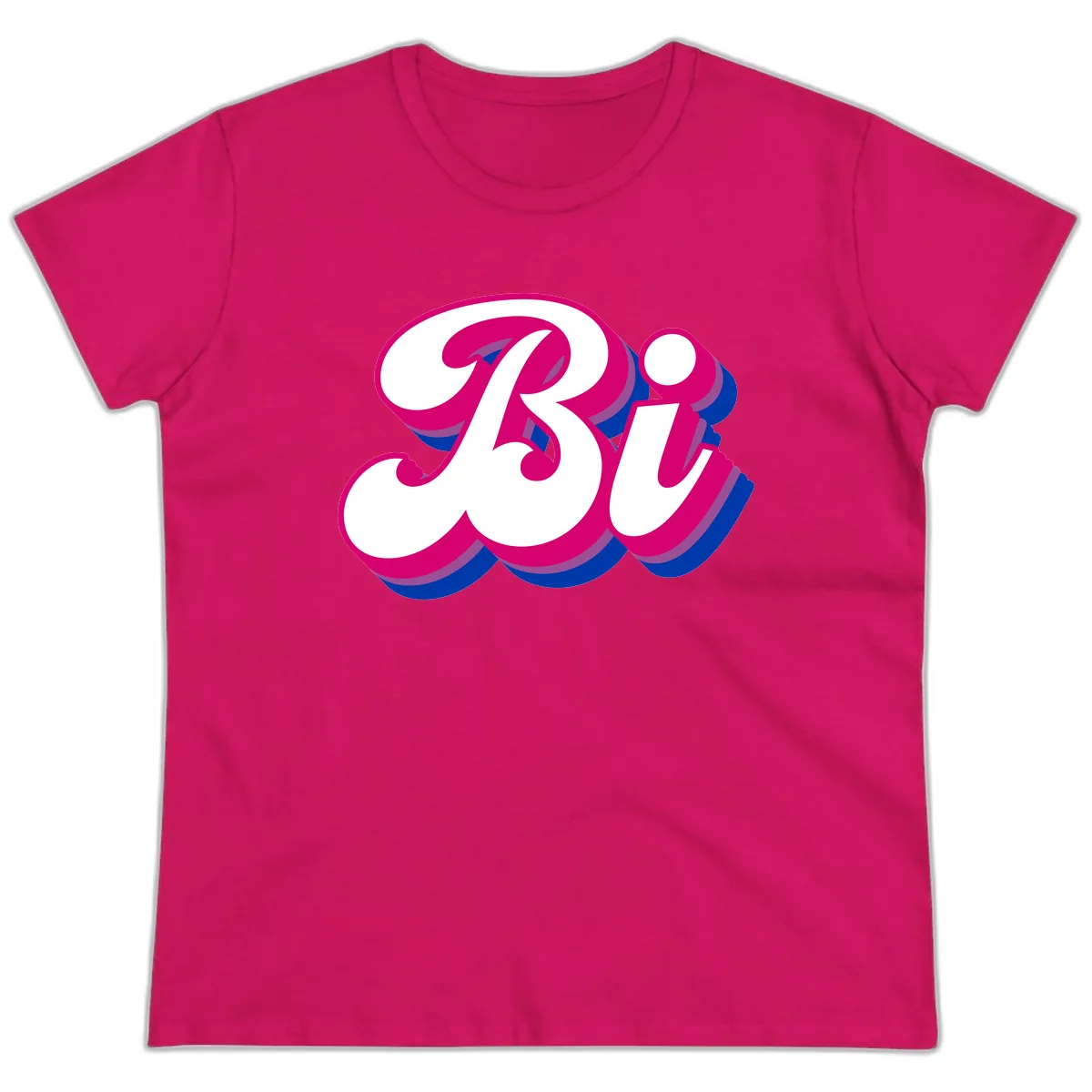 Bold Pride Celebration Letter Art Ladies Tee in Heliconia
