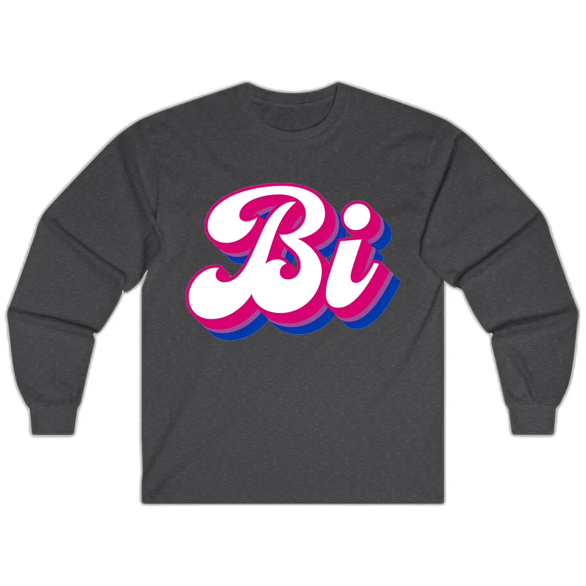 Bold Pride Celebration Letter Art Long Sleeve in Dark Heather