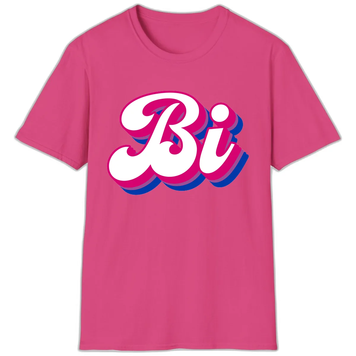 Bold Pride Celebration Letter Art T-Shirt in Heliconia