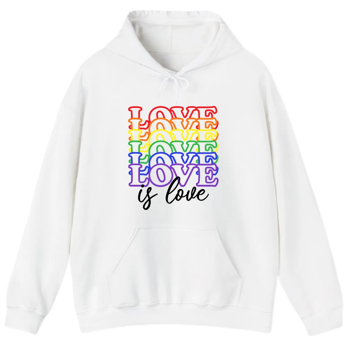 Love Is Love Rainbow Pride Hoodie in White