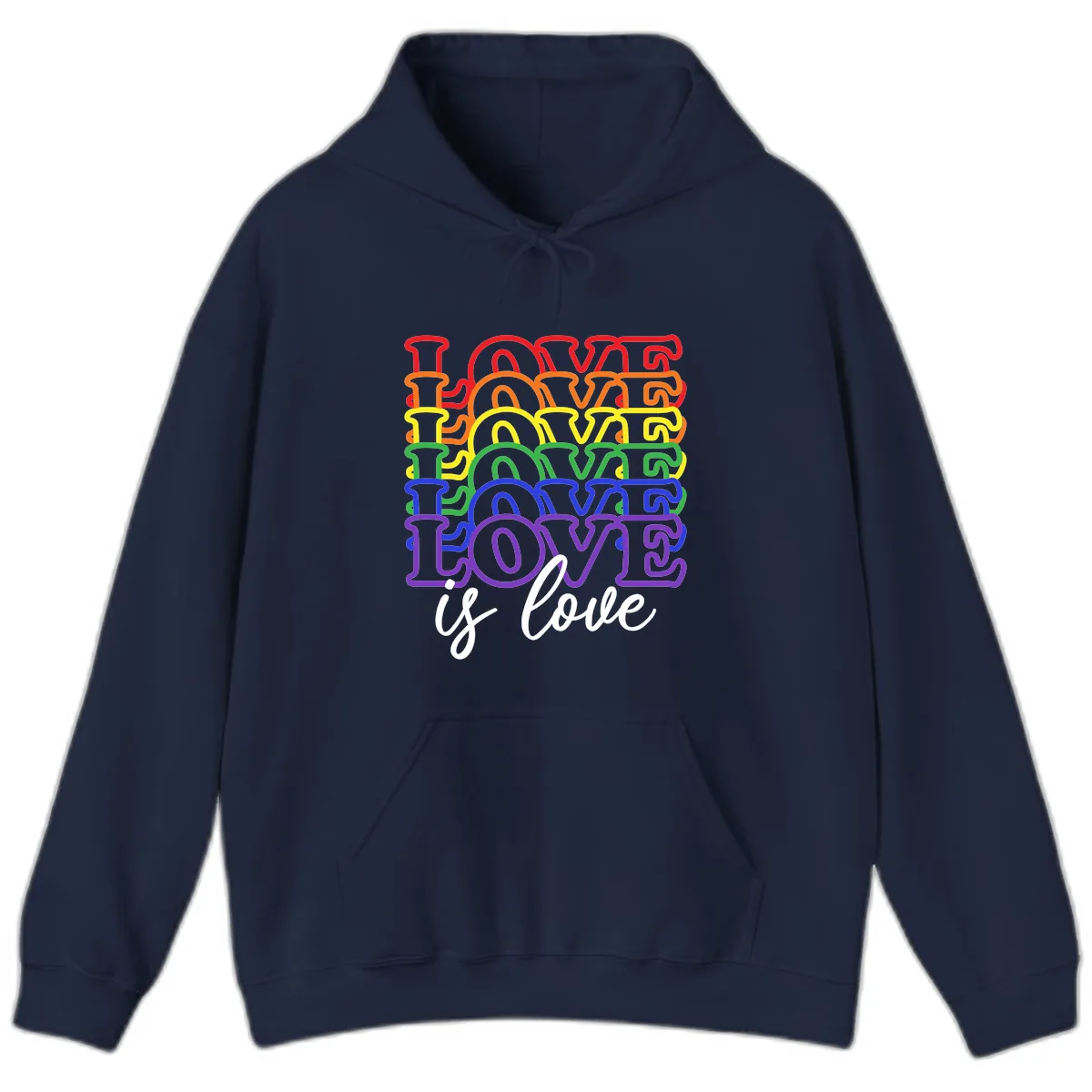 Love Is Love Rainbow Pride Hoodie in Navy