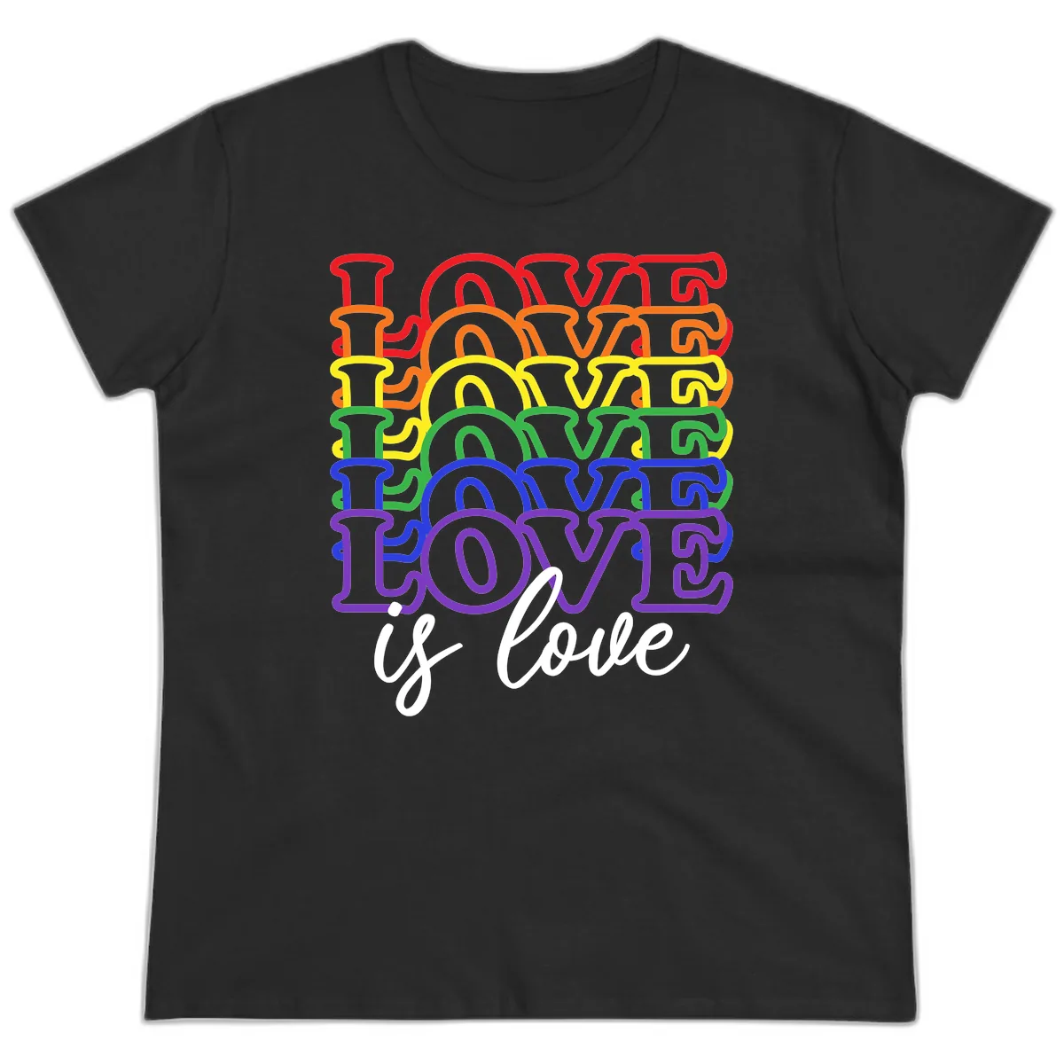 Love Is Love Rainbow Pride Ladies Tee in Black