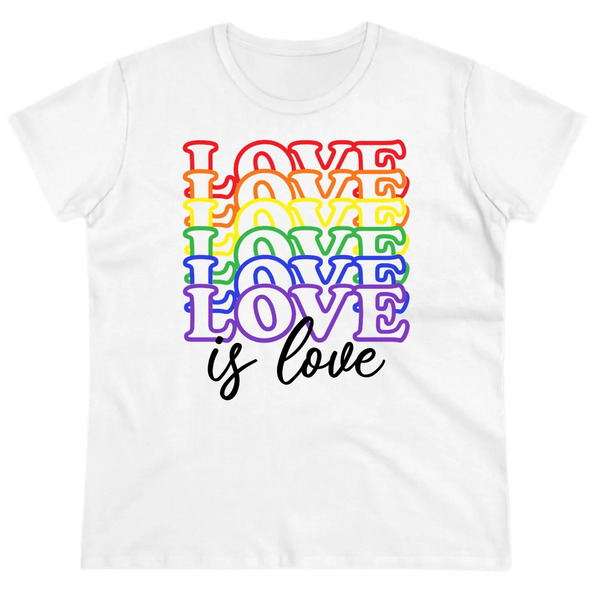 Love Is Love Rainbow Pride Ladies Tee in White