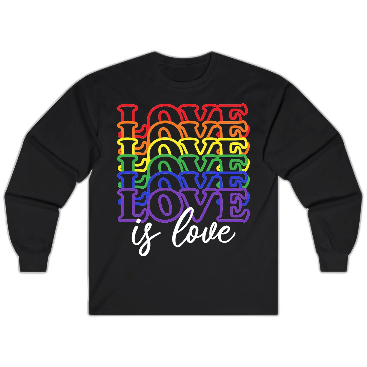 Love Is Love Rainbow Pride Long Sleeve in Black