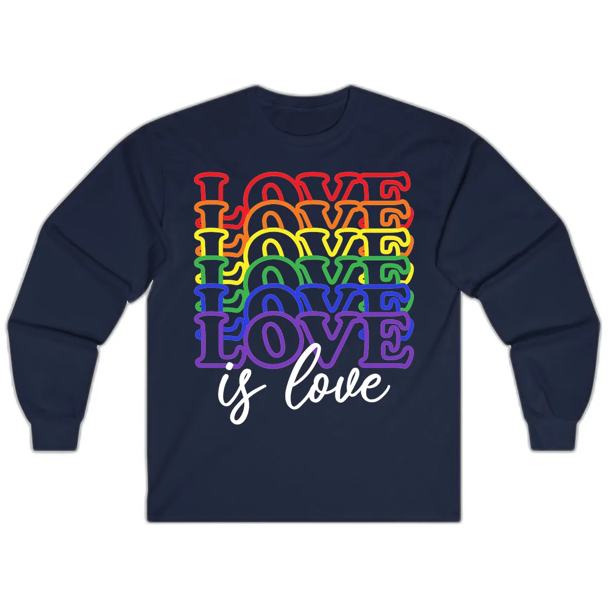 Love Is Love Rainbow Pride Long Sleeve in Navy