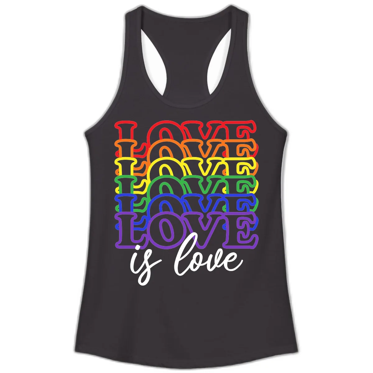 Love Is Love Rainbow Pride Ladies Tank in Black