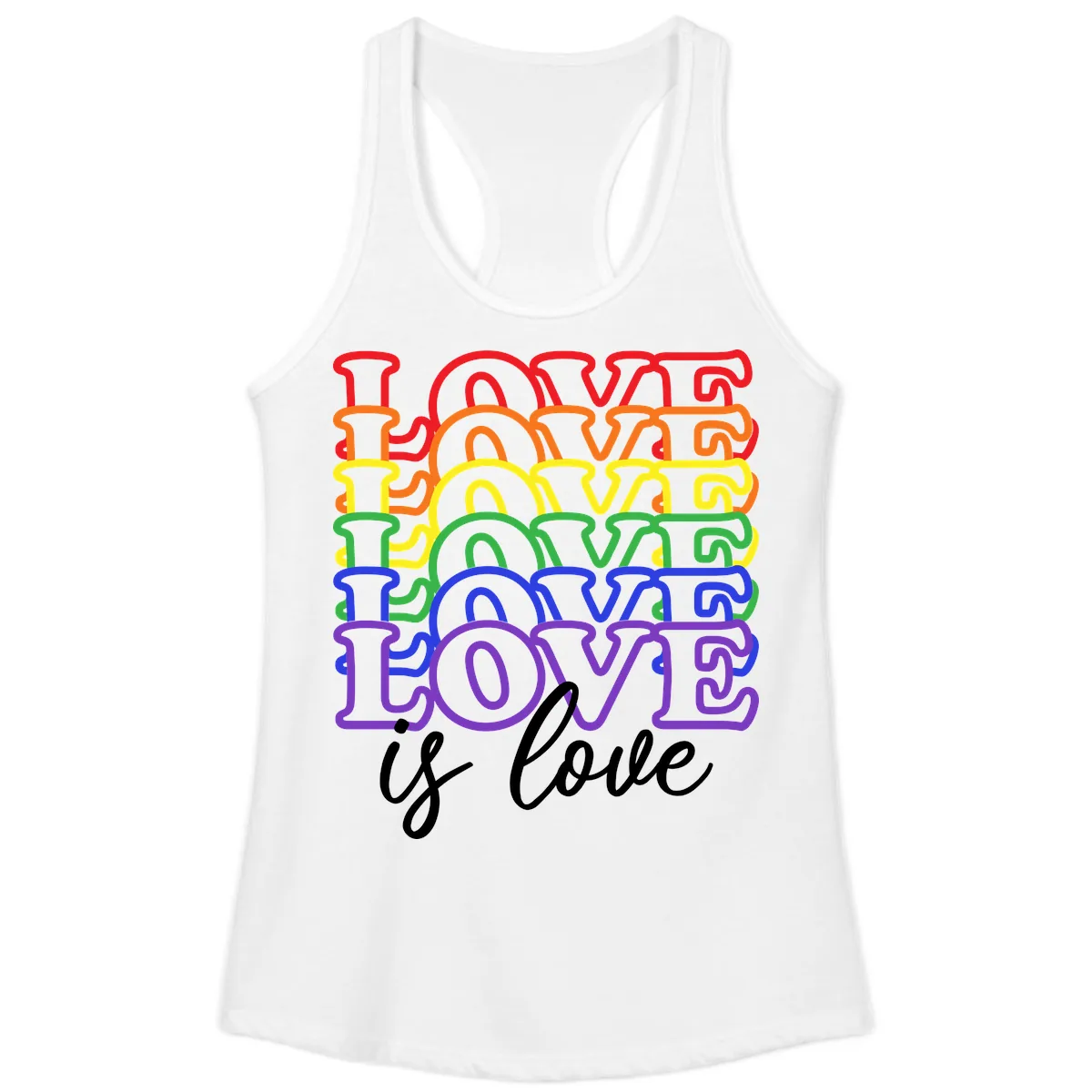 Love Is Love Rainbow Pride Ladies Tank in White