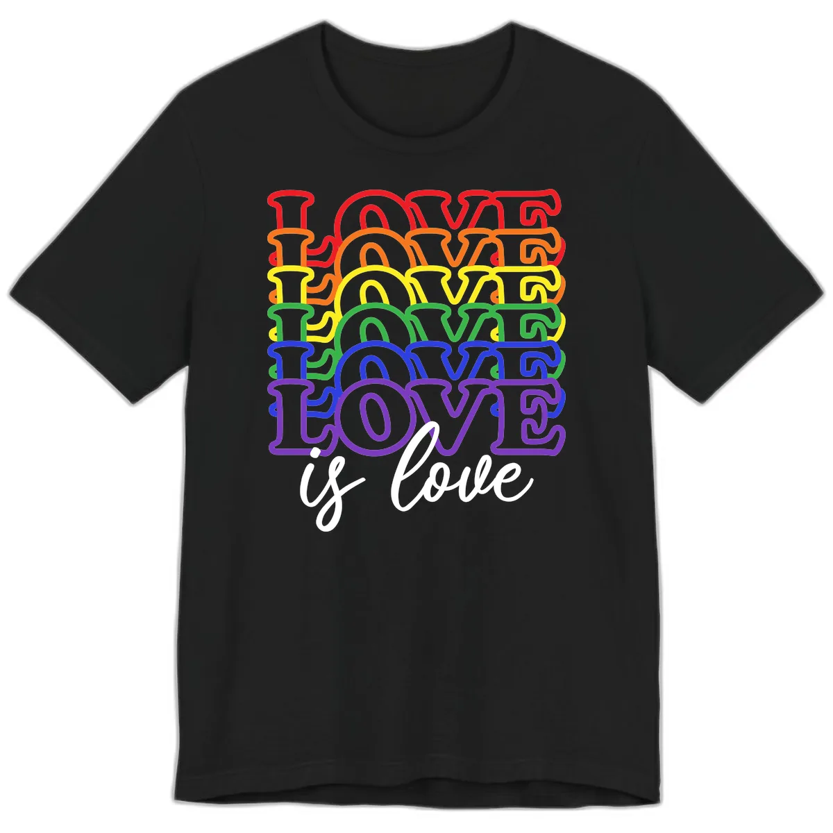 Love Is Love Rainbow Pride Premium T-Shirt in Black