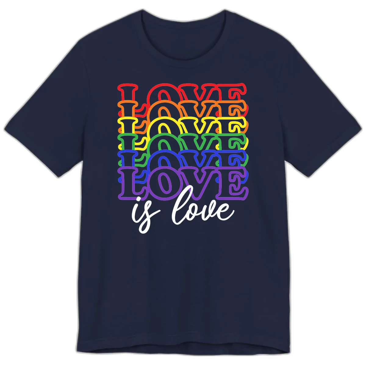 Love Is Love Rainbow Pride Premium T-Shirt in Navy