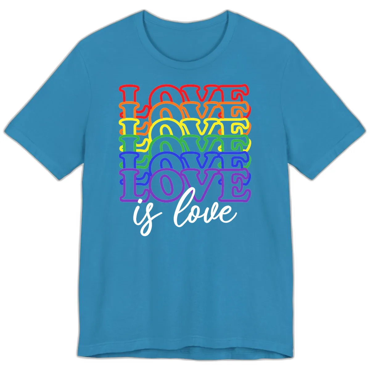 Love Is Love Rainbow Pride Premium T-Shirt in Aqua