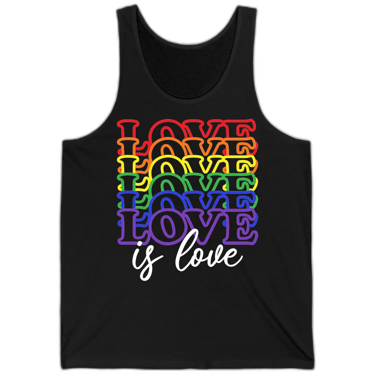 Love Is Love Rainbow Pride Tank in Black