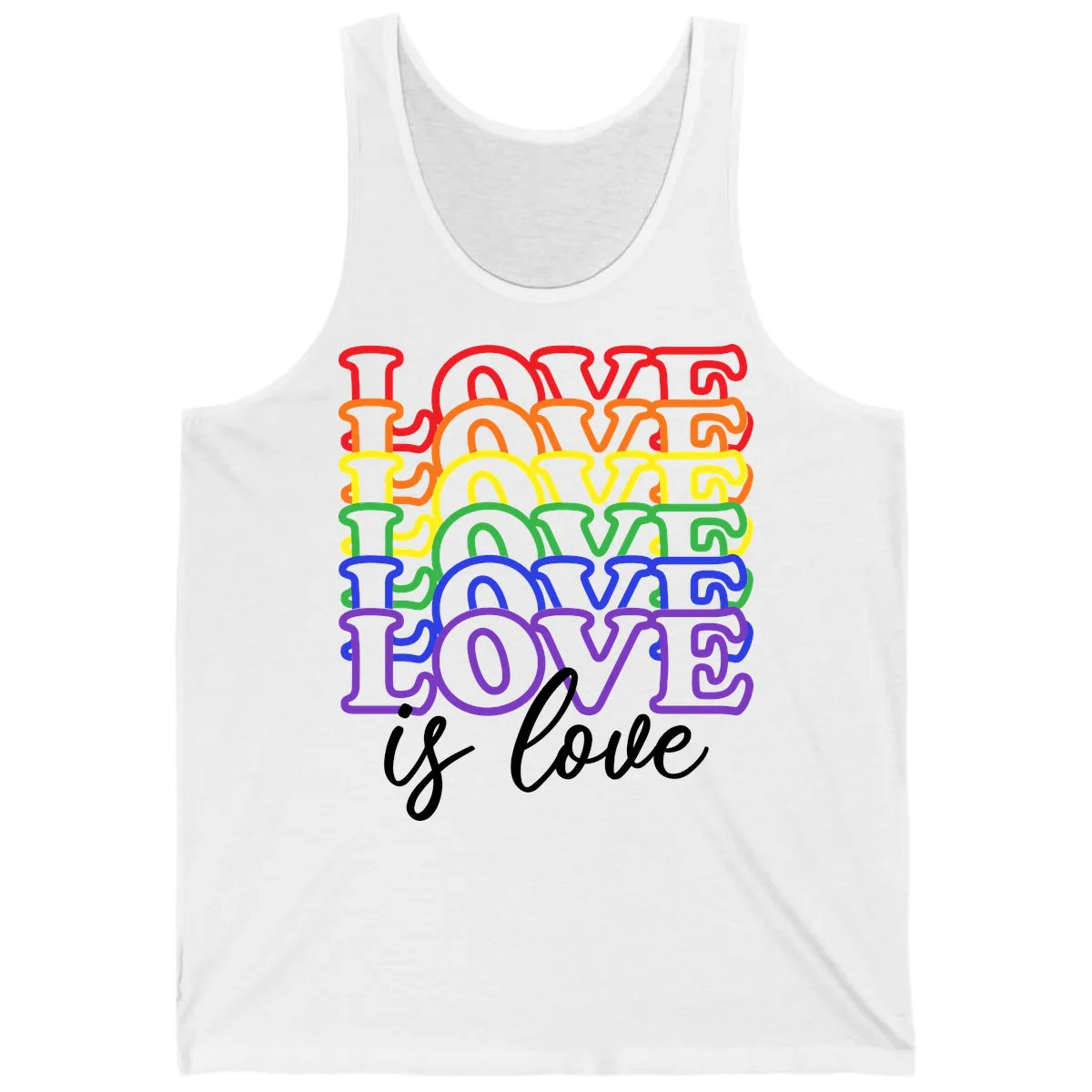Love Is Love Rainbow Pride Tank in White