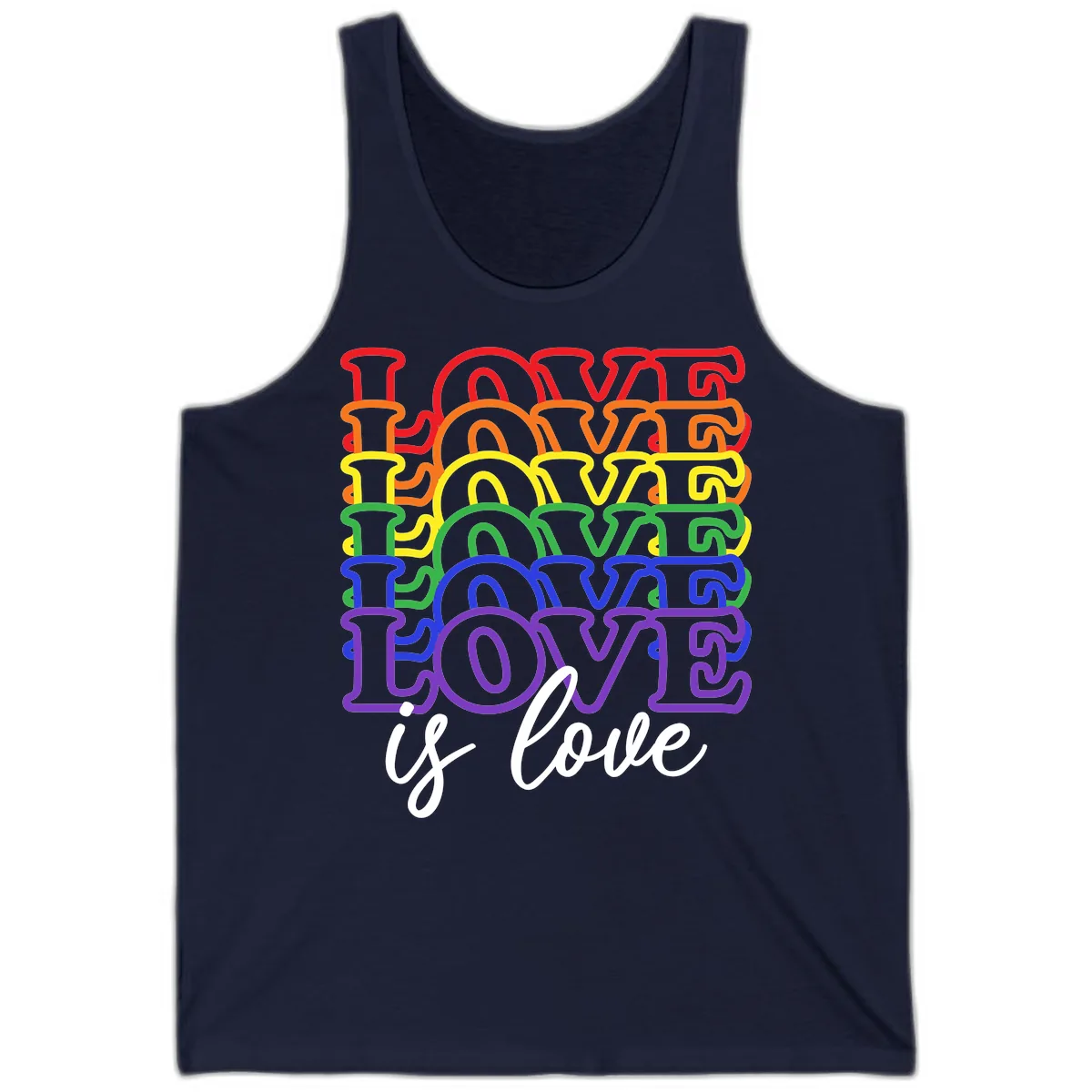 Love Is Love Rainbow Pride Tank in Navy