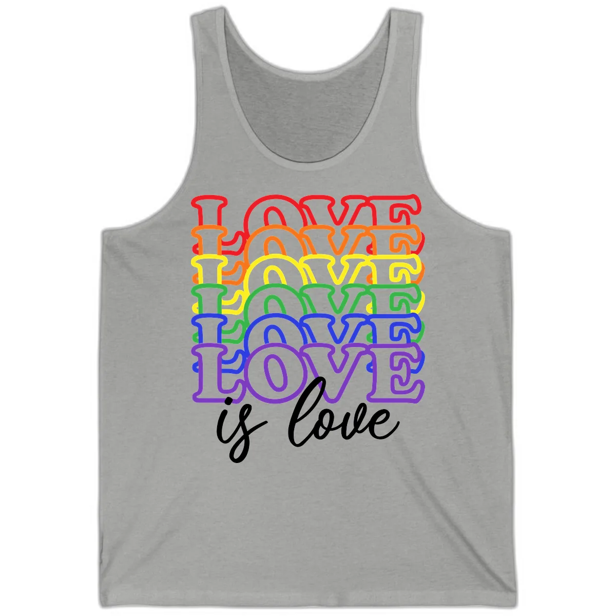 Love Is Love Rainbow Pride Tank in Athletic Heather
