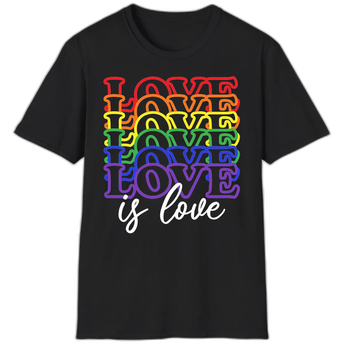 Love Is Love Rainbow Pride T-Shirt in Black