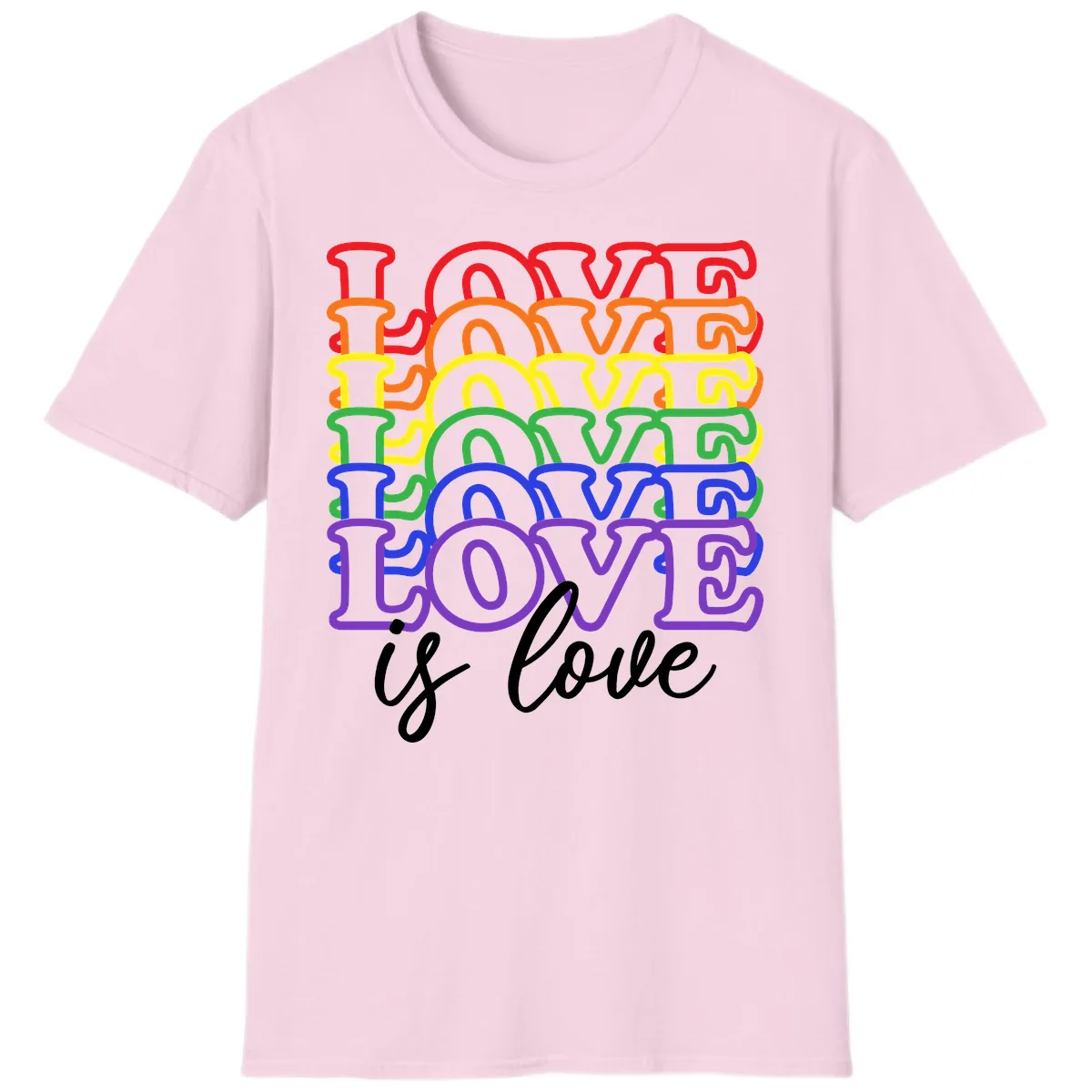 Love Is Love Rainbow Pride T-Shirt in Light Pink