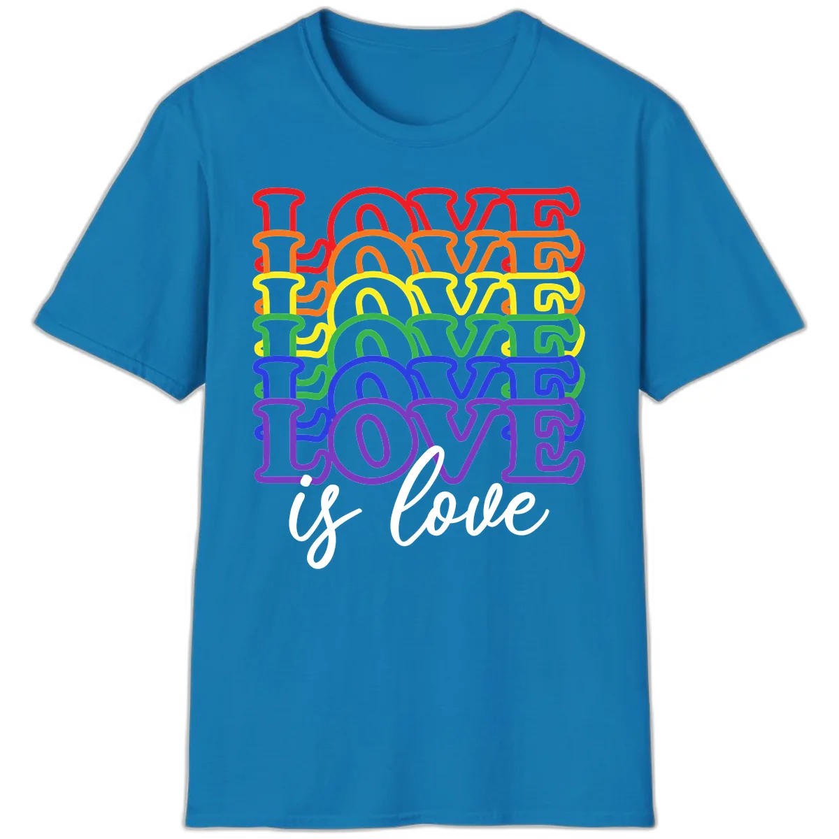 Love Is Love Rainbow Pride T-Shirt in Sapphire