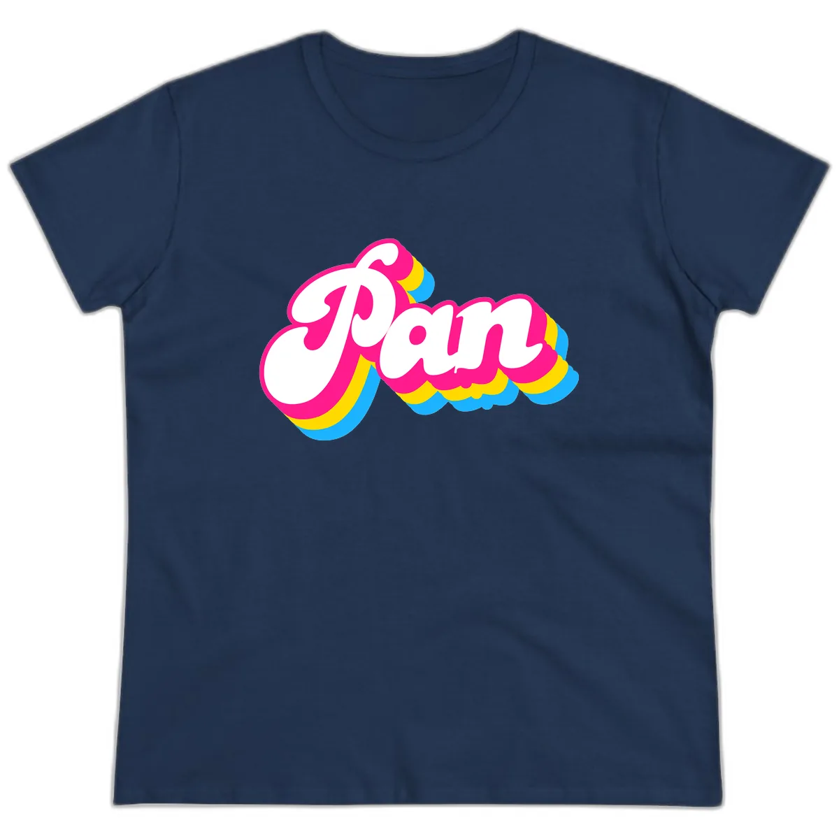 Pam Retro Pop Art Design Ladies Tee in Navy