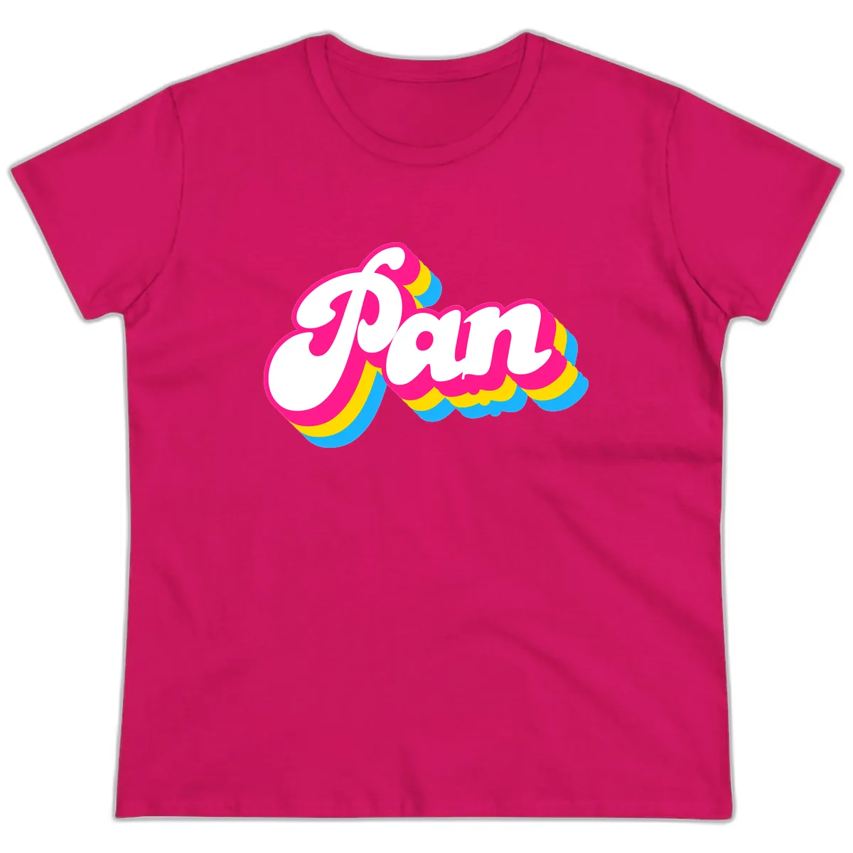 Pam Retro Pop Art Design Ladies Tee in Heliconia